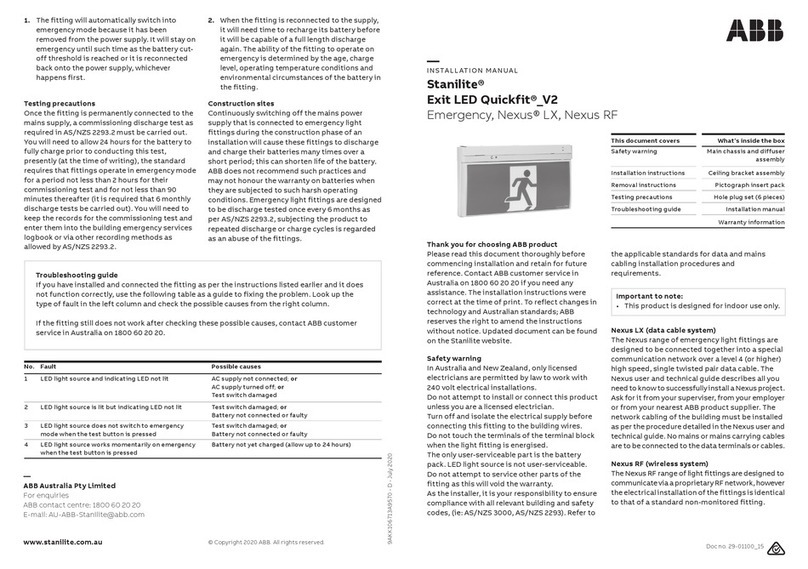 ABB Stanilite Exit LED Quickfit V2 Emergency installation manual