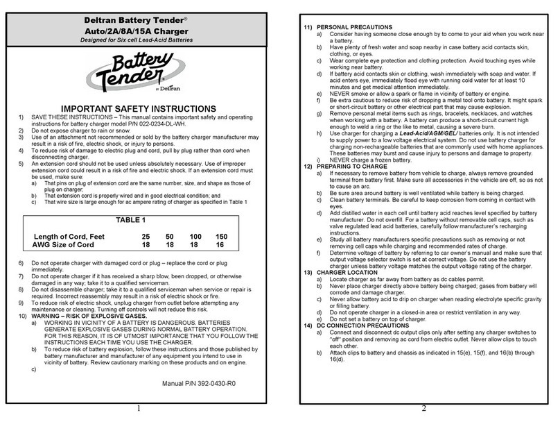Deltran Battery Tender User instructions