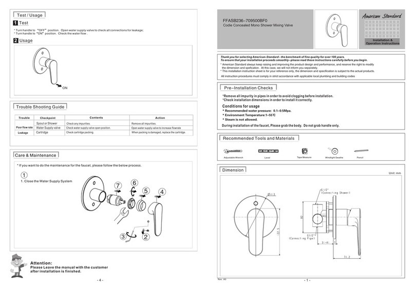 American Standard FFASB236-709500BF0 Installation instructions