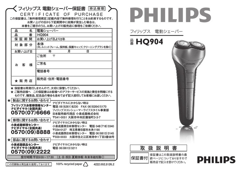 Philips HQ903 User manual Philips HQ903 User manual