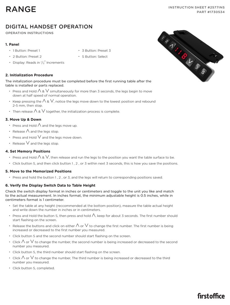 First Office HEIGHT ADJUSTABLE TABLE instruction sheet First Office HEIGHT ADJUSTABLE TABLE instruction sheet