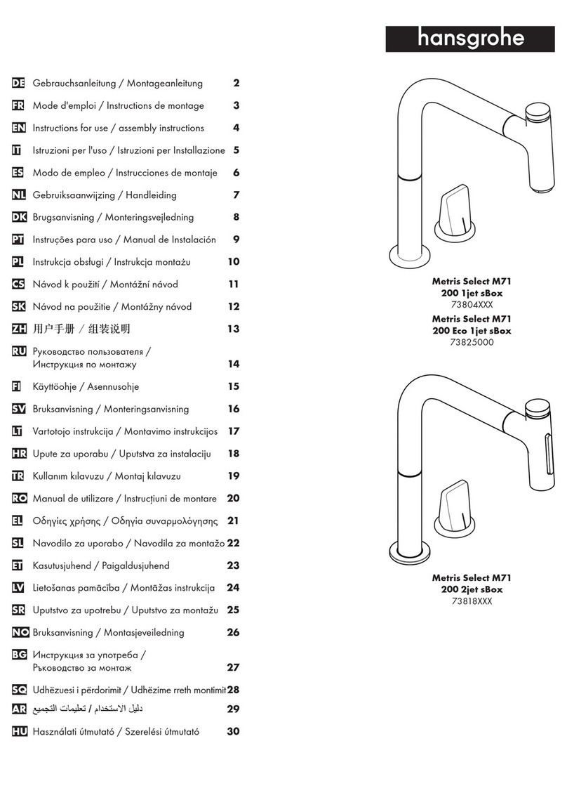 Hans Grohe Metris Select M71 200 1jet sBox 73804 Series User manual Hans Grohe Metris Select M71 200 1jet sBox 73804 Series User manual