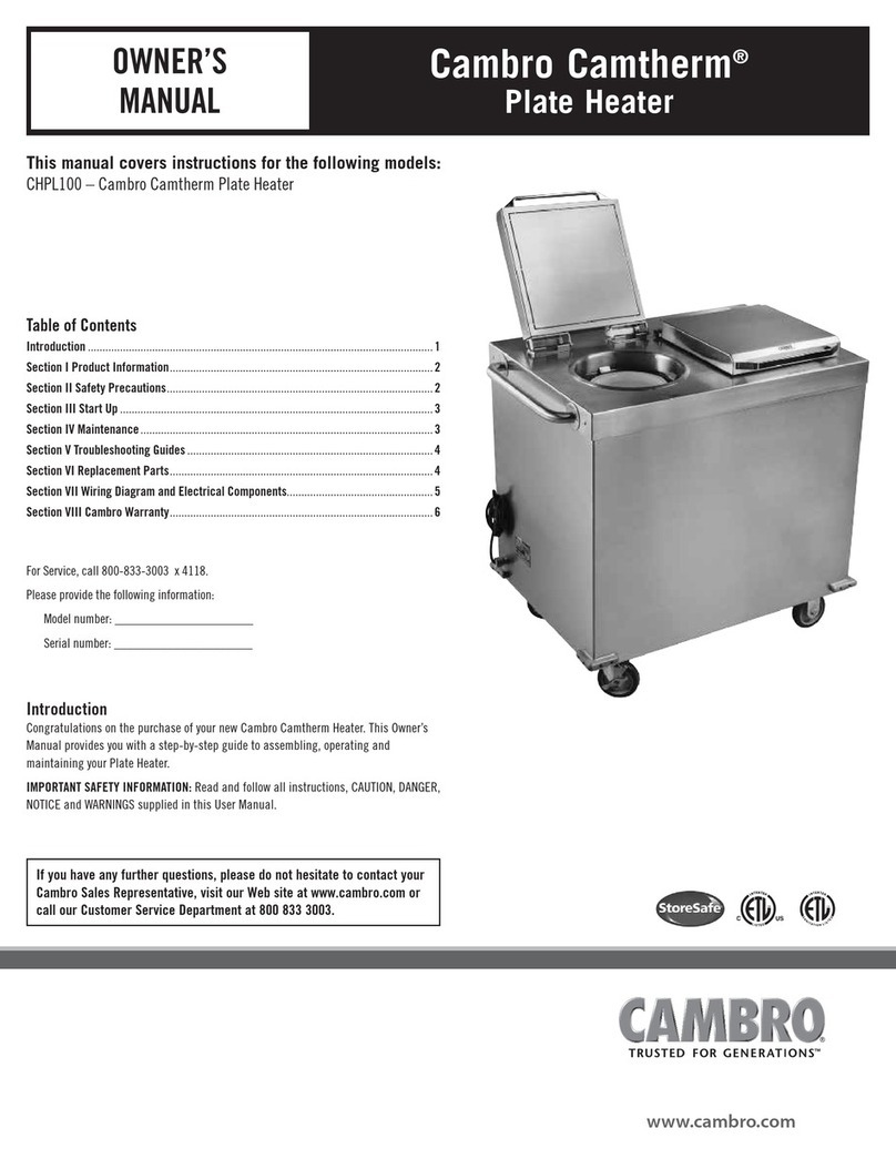 Cambro Camtherm CHPL100 owner's manual
