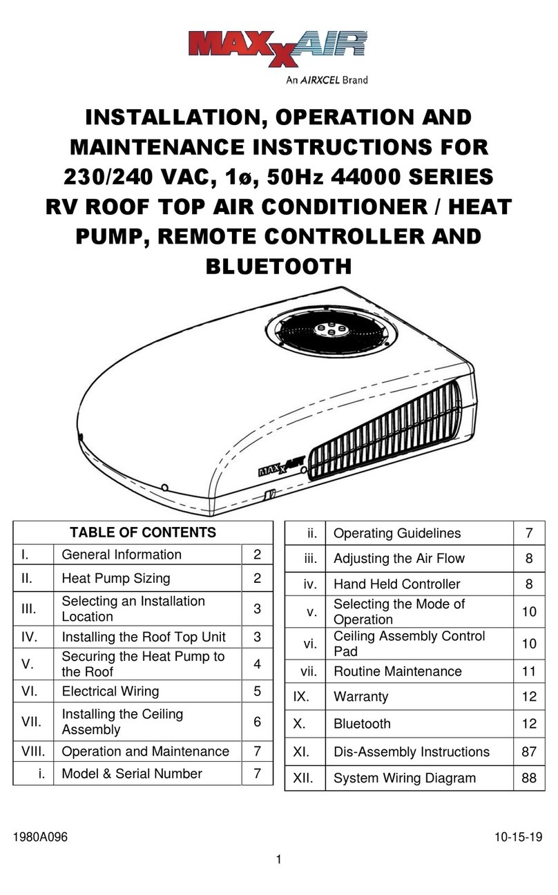 Airxcel Maxxair 44000 Series Installation, operation and maintenance instructions