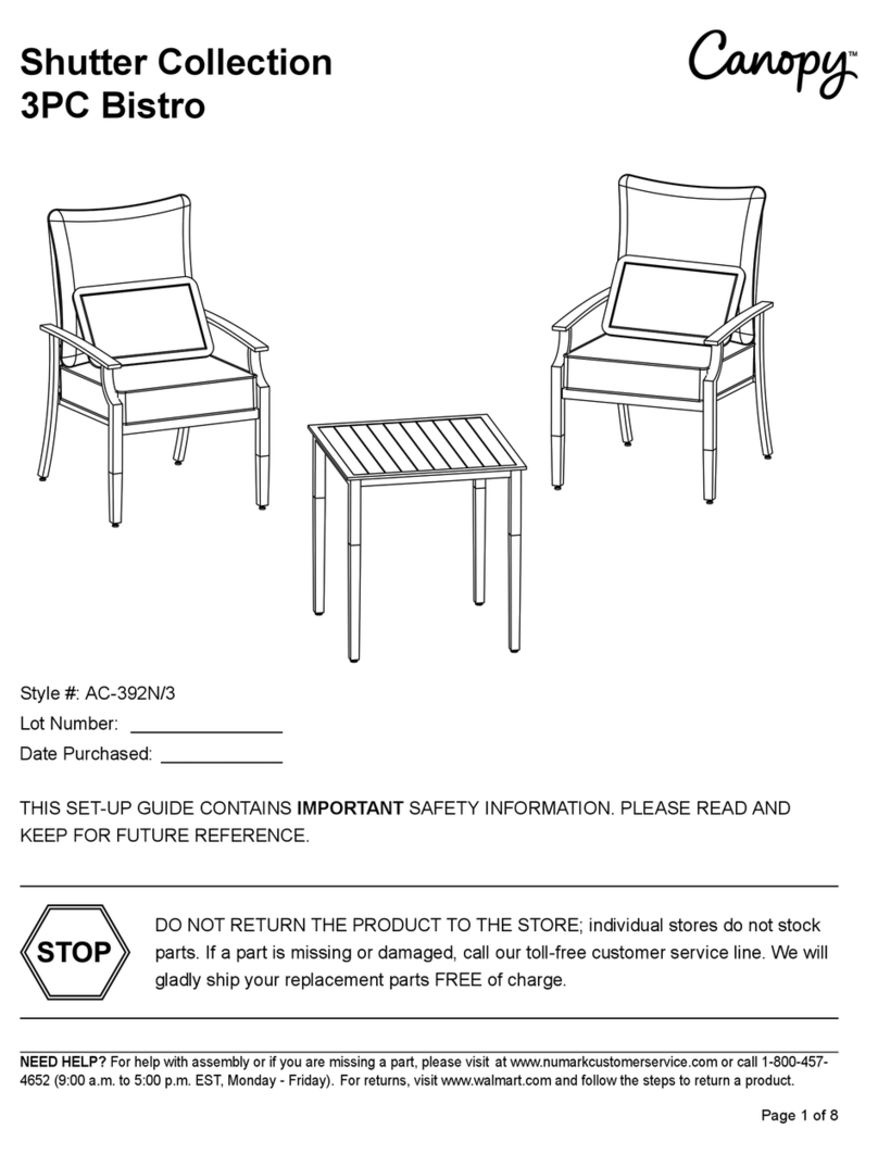 CANOPY Shutter 3PC Bistro User manual
