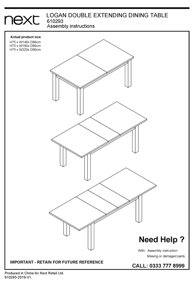 Next LOGAN DOUBLE EXTENDING DINING TABLE Assembly instructions