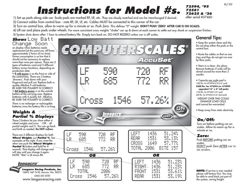 Longacre COMPUTERSCALES AccuSet 72594 User manual
