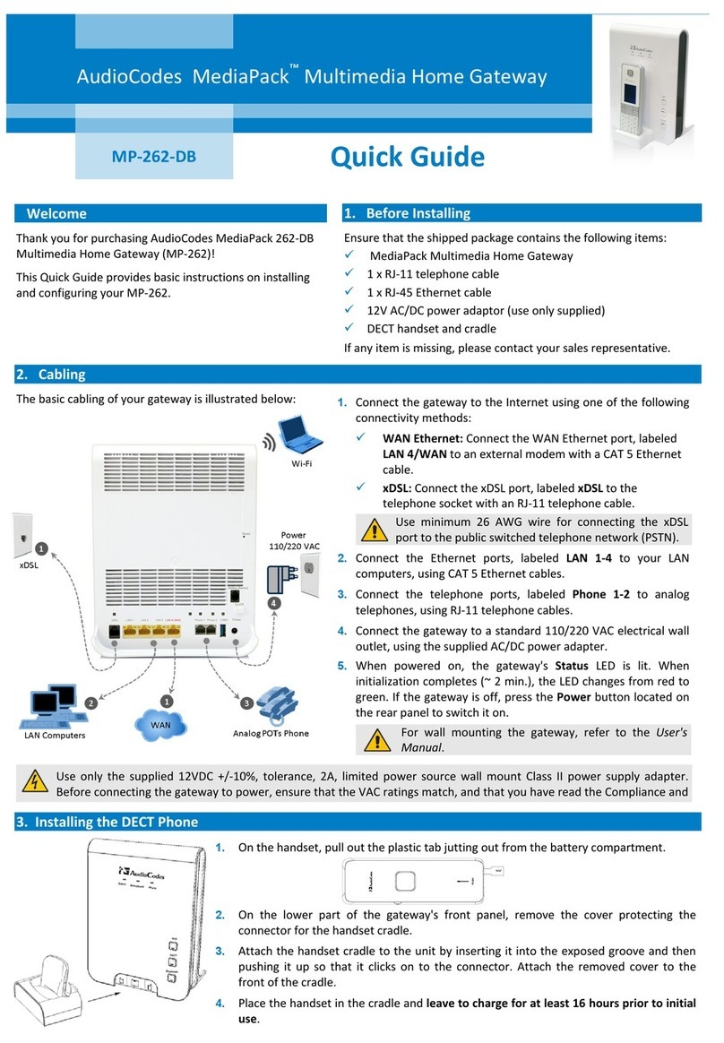 AudioCodes MediaPack MP-262-DB User manual