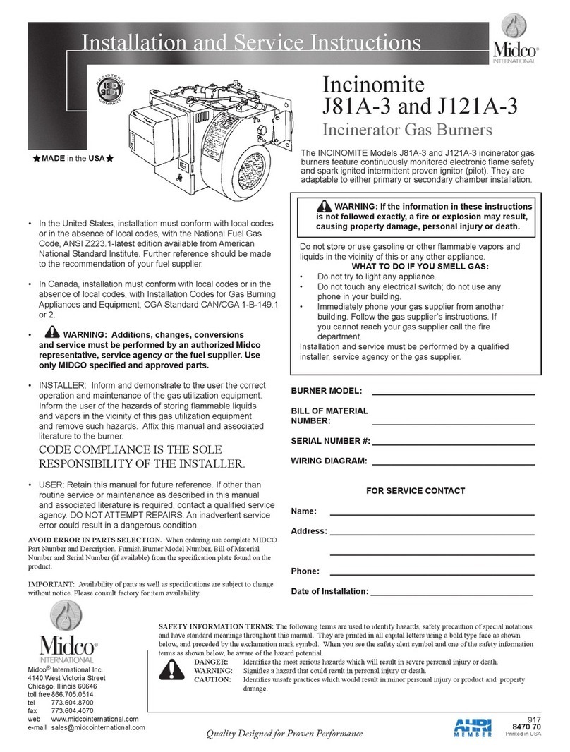Midco Incinomite J81A-3 Installation and service instructions Midco Incinomite J81A-3 Installation and service instructions