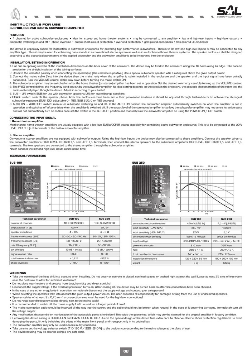 SAL SUB 100 Instructions for use