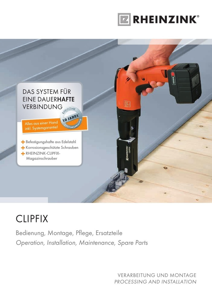 RHEINZINK CLIPFIX Operation, Installation, Maintenance, Spare Parts RHEINZINK CLIPFIX Operation, Installation, Maintenance, Spare Parts