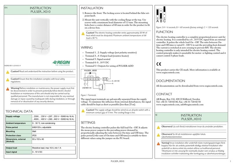 Regin PULSER X010 Series Instruction