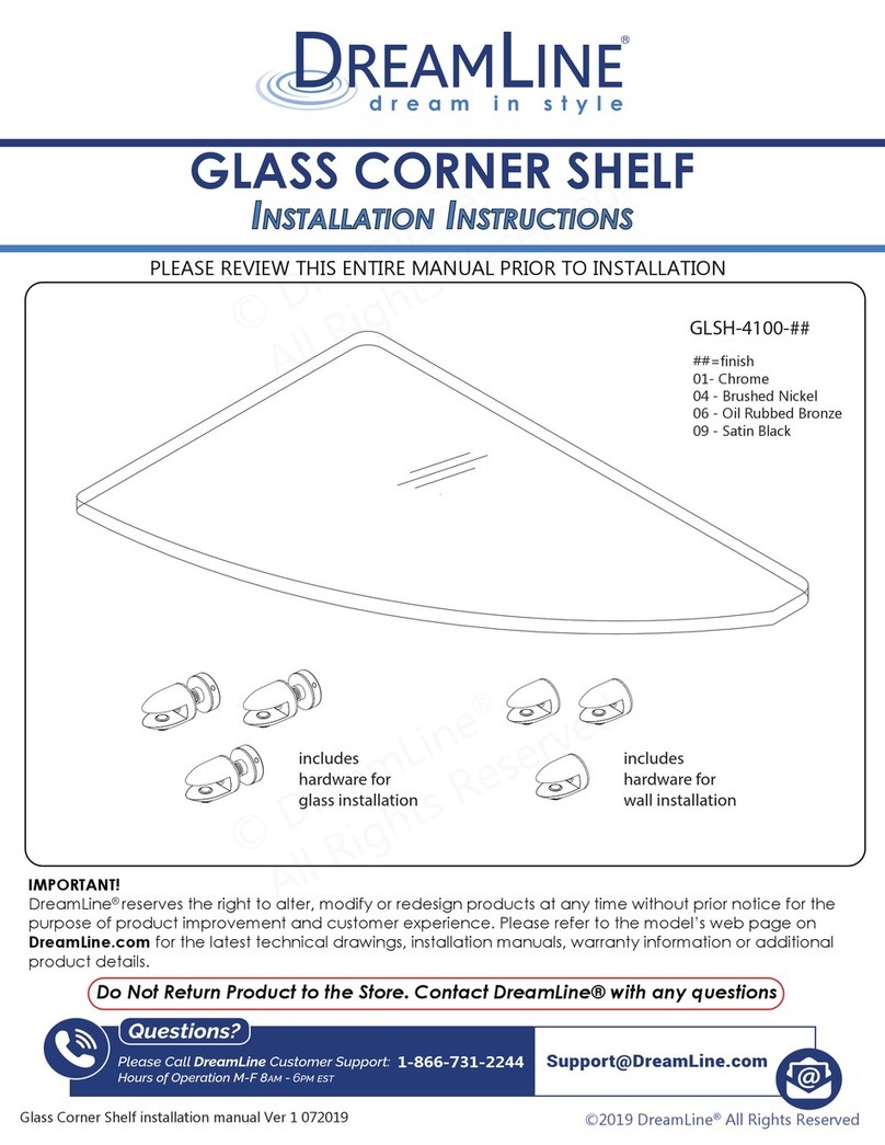 Dreamline GLSH-4100 Series installation instructions Dreamline GLSH-4100 Series installation instructions