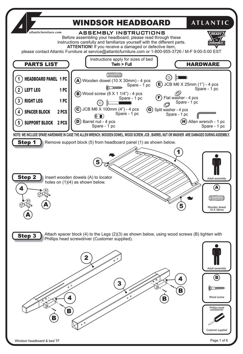 Atlantic Furniture WINDSOR HEADBOARD Assembly instructions Atlantic Furniture WINDSOR HEADBOARD Assembly instructions