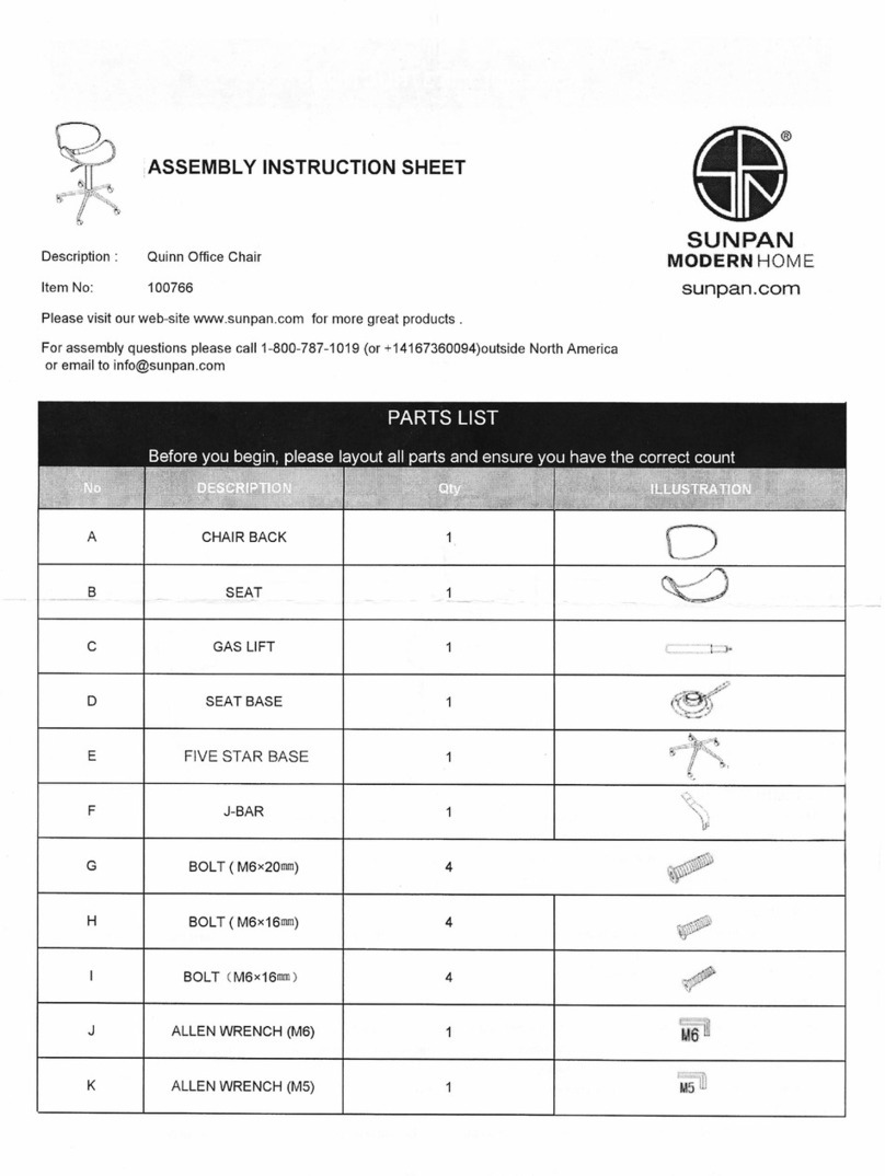 SUNPAN Quinn 100766 Assembly instruction sheet