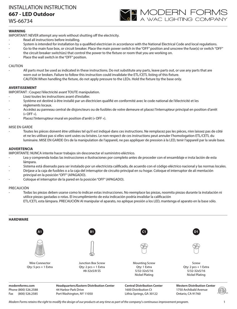 Modern Forms WS-66734 Installation instruction