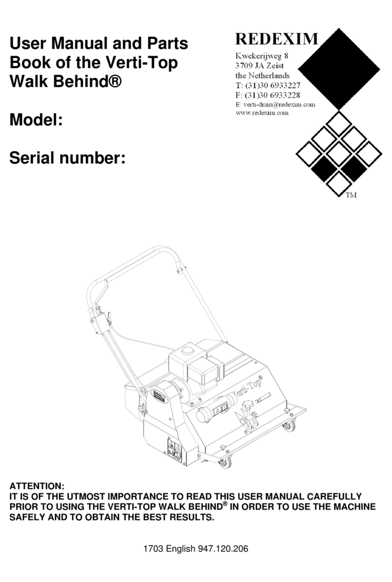 Redexim Verti-Top Walk Behind User manual and parts book