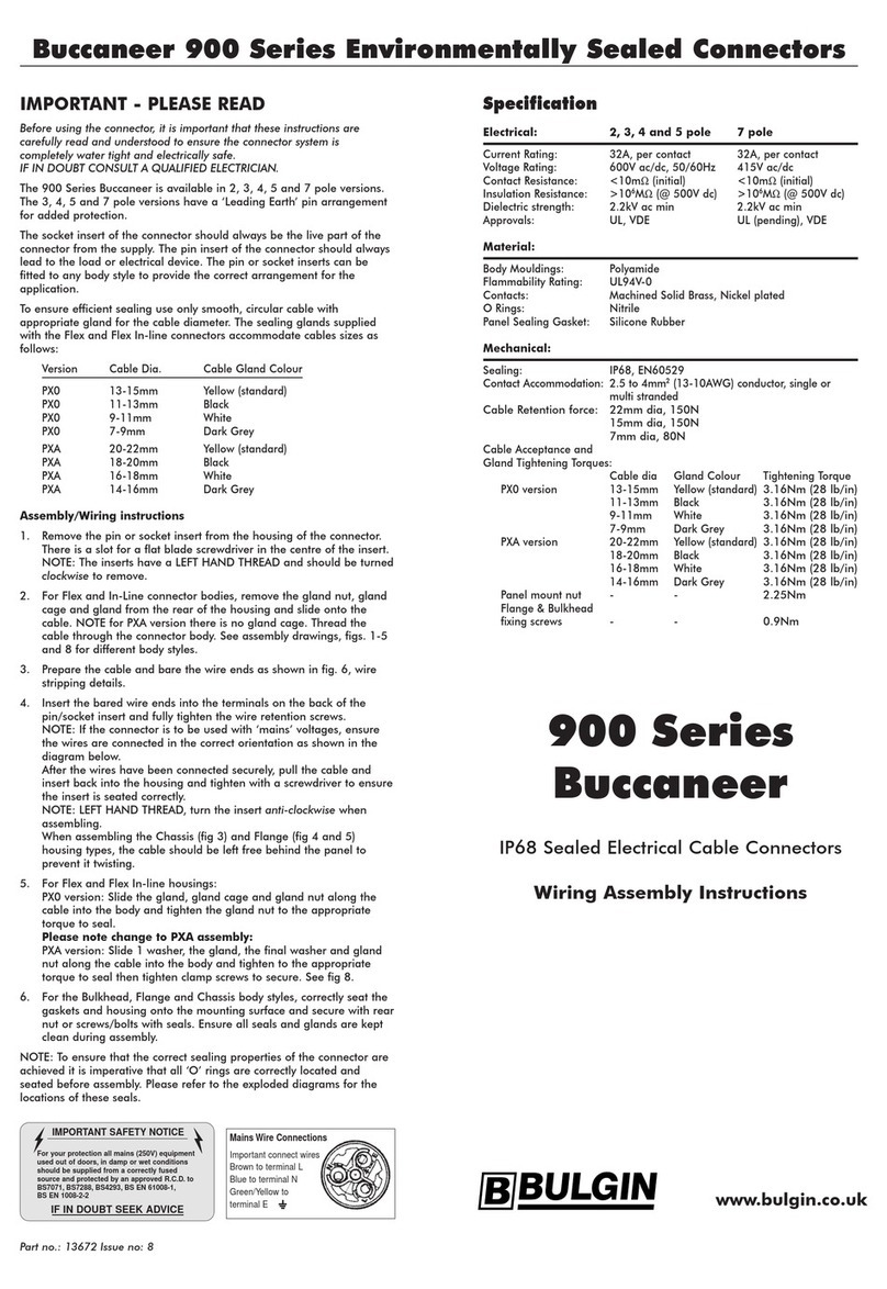 Bulgin Buccaneer 900 Series Wiring Assembly Instructions