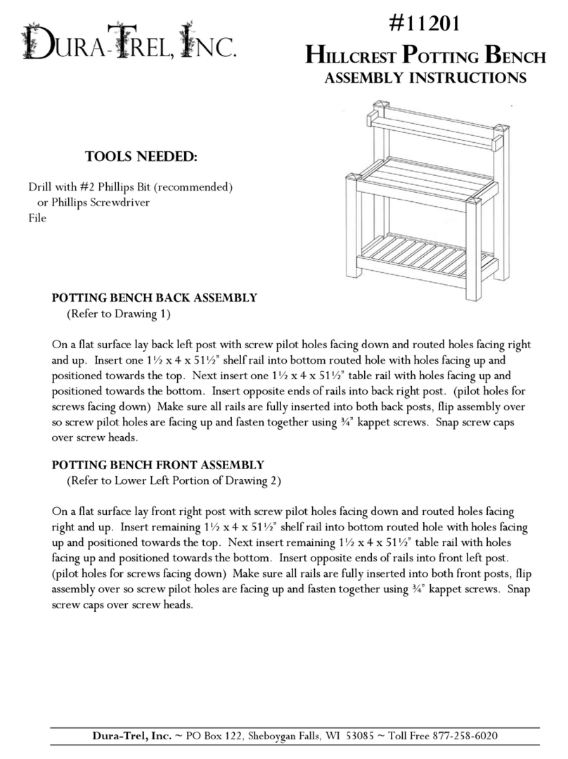 Dura Trel Hillcrest Potting Bench Assembly instructions Dura Trel Hillcrest Potting Bench Assembly instructions