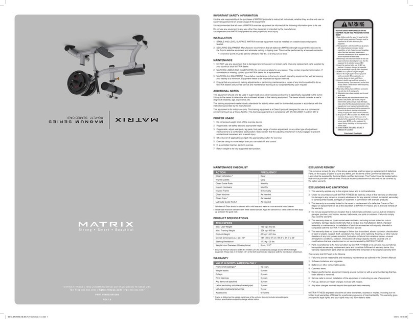 Matrix Fitness MAGNUM Series quick start guide Matrix Fitness MAGNUM Series quick start guide