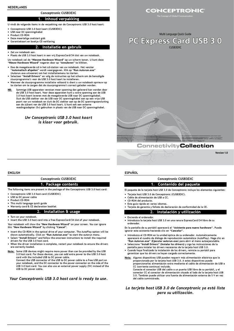 Conceptronic CUSB3EXC Multi Language Quick Guide
