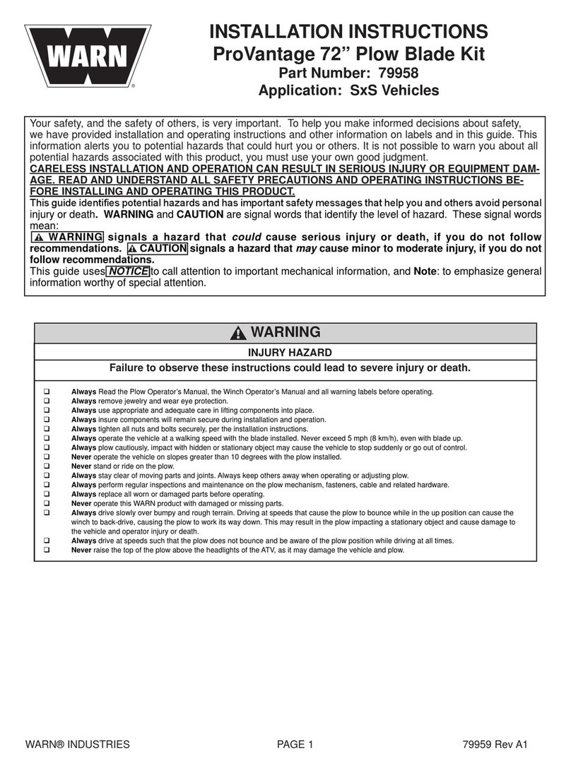 Warn ProVantage 79958 installation instructions