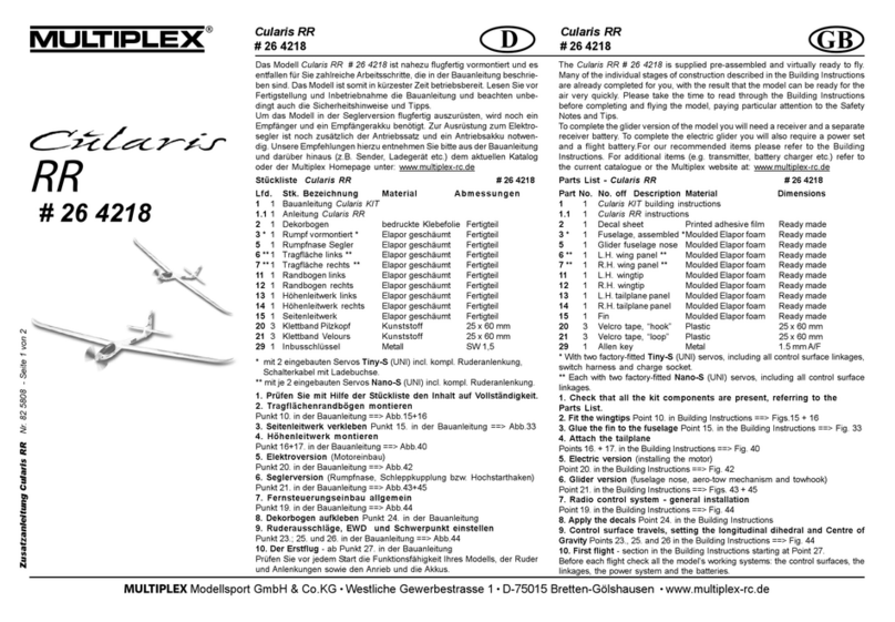 Multiplex Cularis RR 26 4218 manual