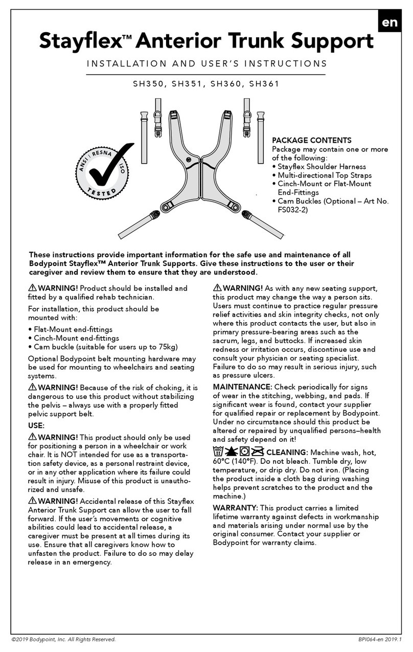 Bodypoint Stayflex SH350 Installation and user instructions