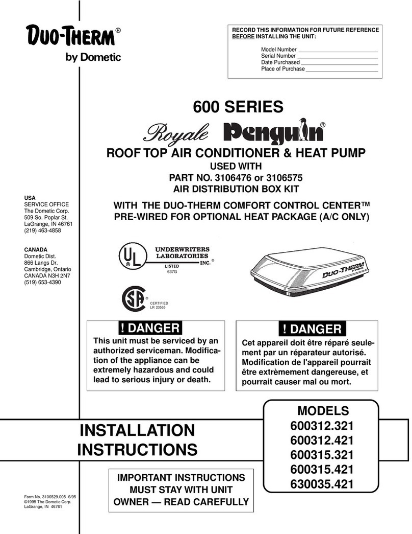 Dometic Duotherm Royale Penguin 600 Series Important instructions Dometic Duotherm Royale Penguin 600 Series Important instructions