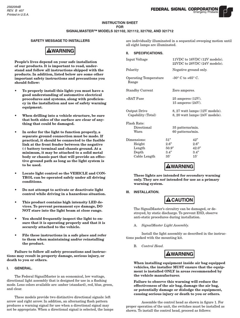 Federal Signal Corporation SIGNALMASTER 321102 instruction sheet