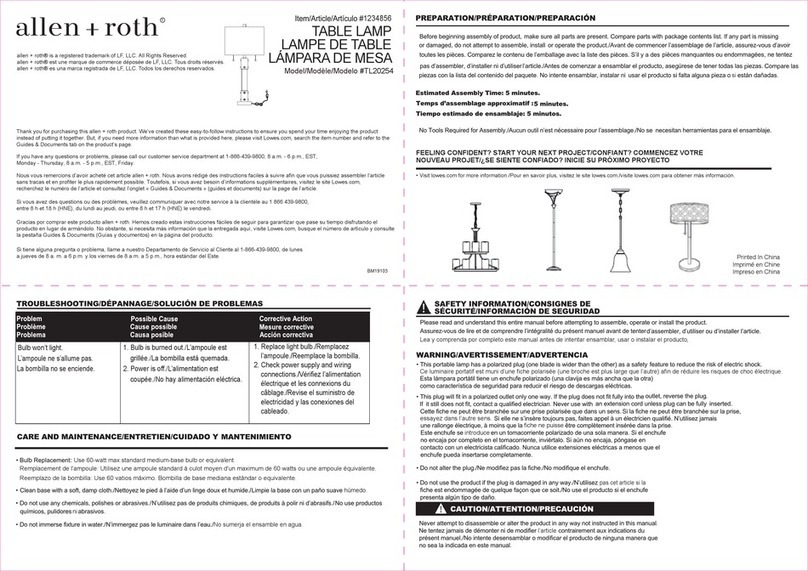 Allen + Roth TL20254 User manual