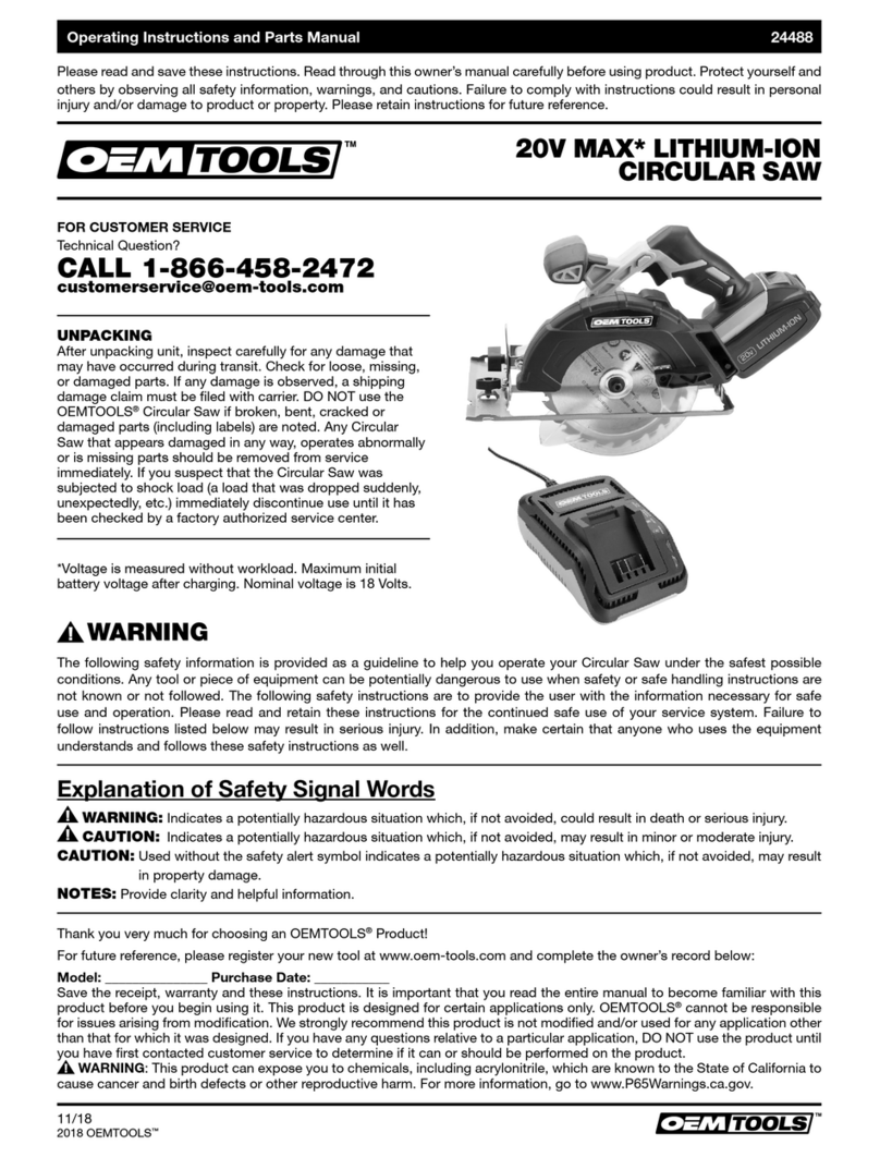 OEM Tools 24488 Operating instructions and parts manual