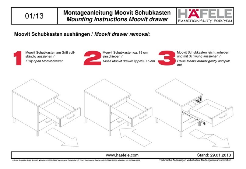 Hafele Moovit drawer Mounting instructions Hafele Moovit drawer Mounting instructions