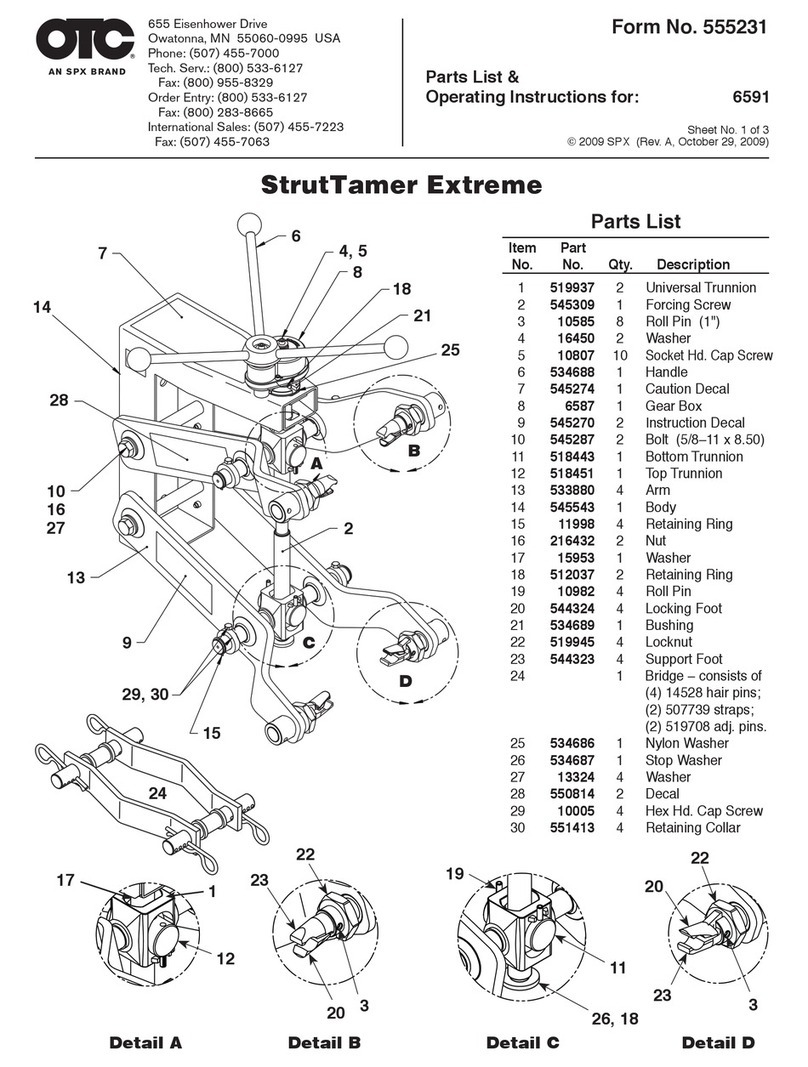 SPX OTC StrutTamer Extreme PARTS LIST & OPERATING INSTRUCTIONS
