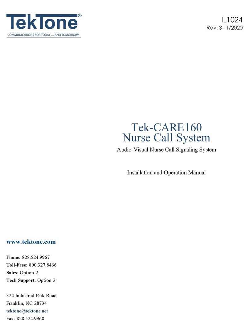 TekTone Tek-CARE160 Installation and operation manual