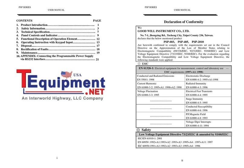 Tequipment PSP-603 user manual
