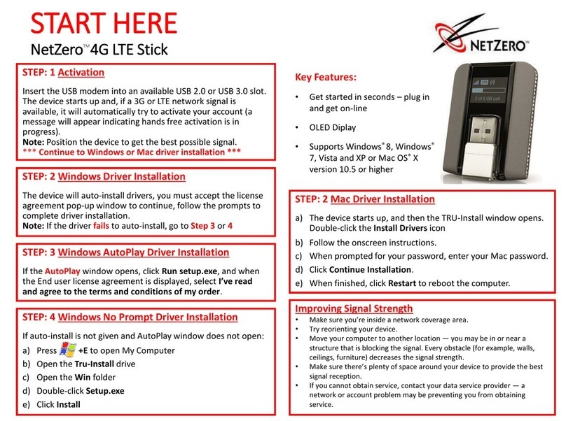 NetZero 4G LTE Stick quick start guide