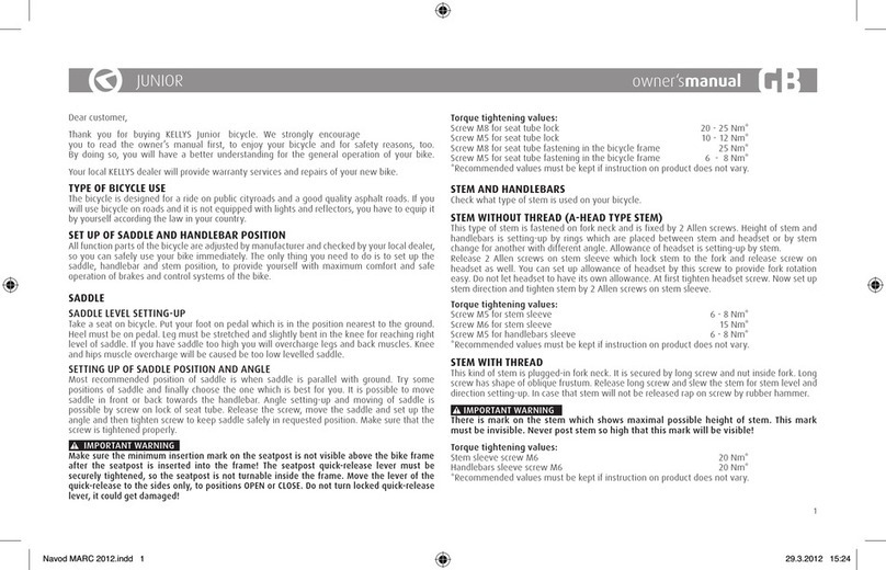 Kellys Junior MARC Series User manual