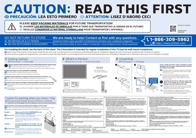 Philips 55PFL5704 Instruction sheet Philips 55PFL5704 Instruction sheet