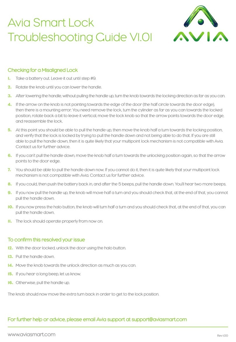 Avia Smart Lock troubleshooting guide