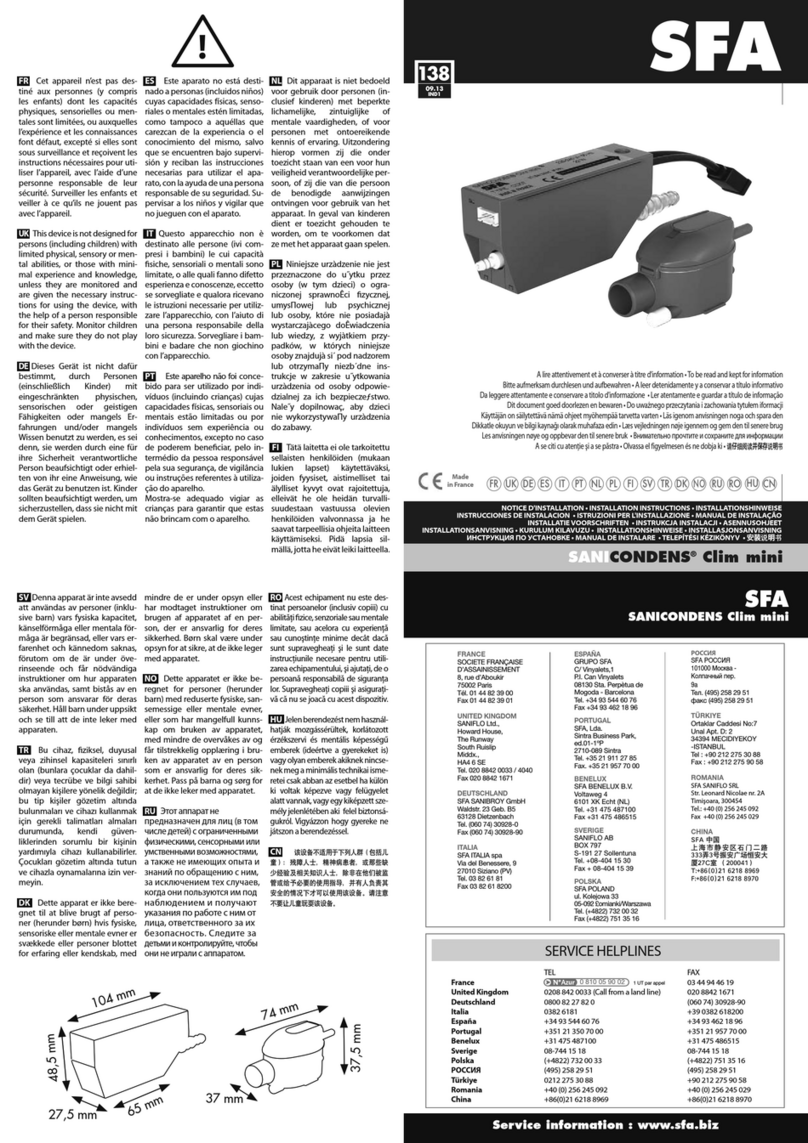 SFA SANICONDENS CLIM MINI installation instructions