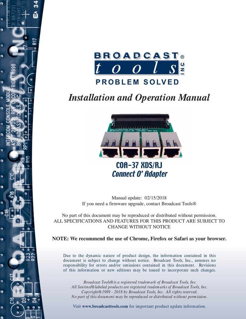 Broadcast Tools Connect O' Adapter 37 XDS/RJ User manual