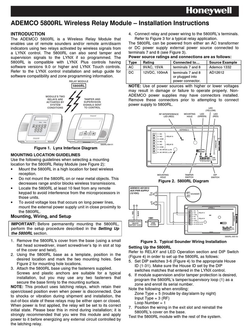 Honeywell ADEMCO 5800RL User manual