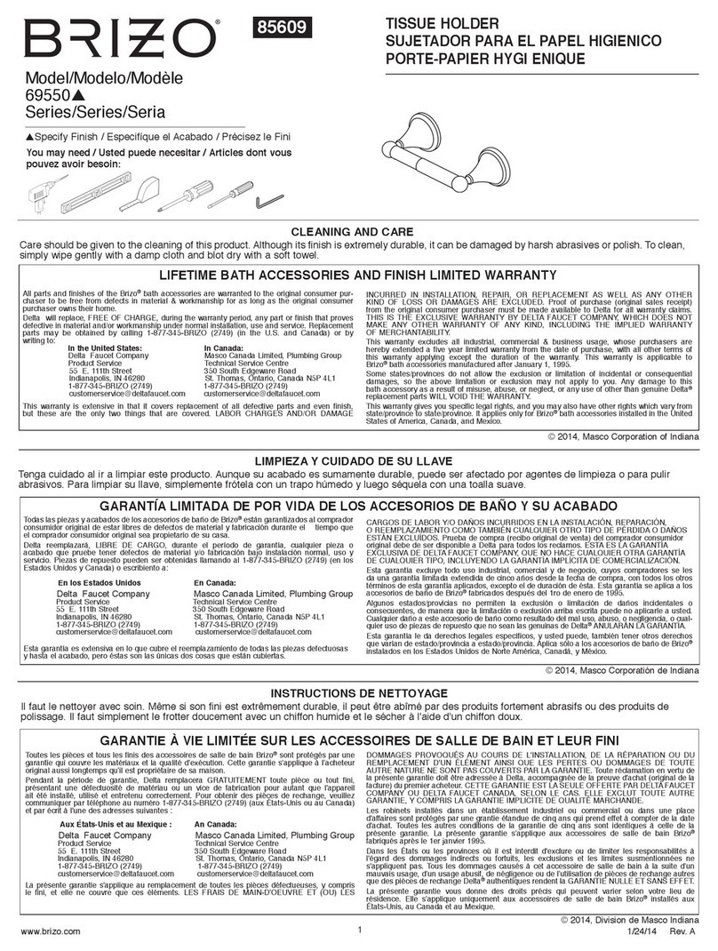 Brizo 69550 quick guide Brizo 69550 quick guide