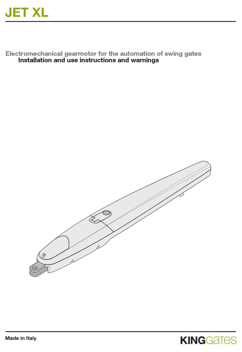 King gates JET XL Series Installation and use instructions and warnings