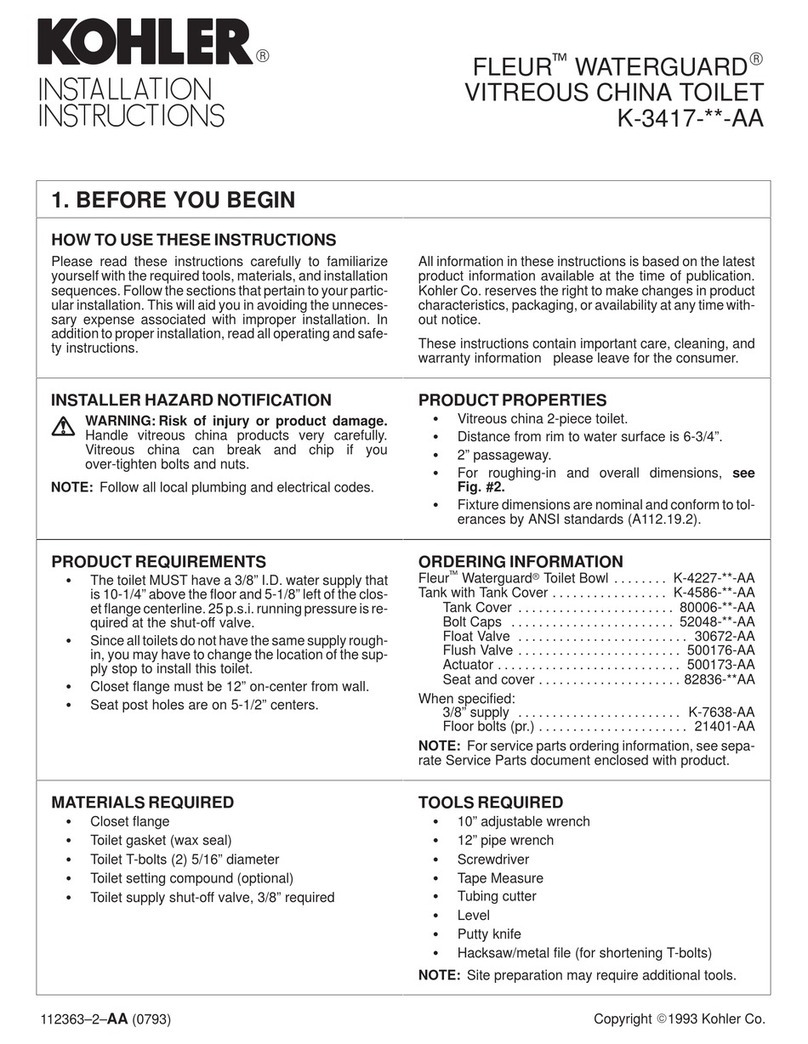 Kohler FLEUR WATERGUARD K-3417 AA Series User manual Kohler FLEUR WATERGUARD K-3417 AA Series User manual