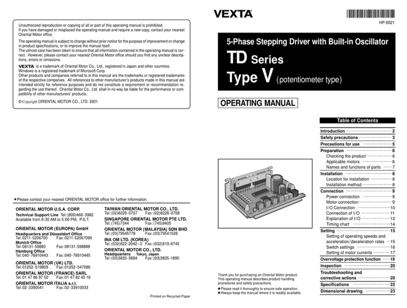 Oriental motor VEXTA TD Series operating manual