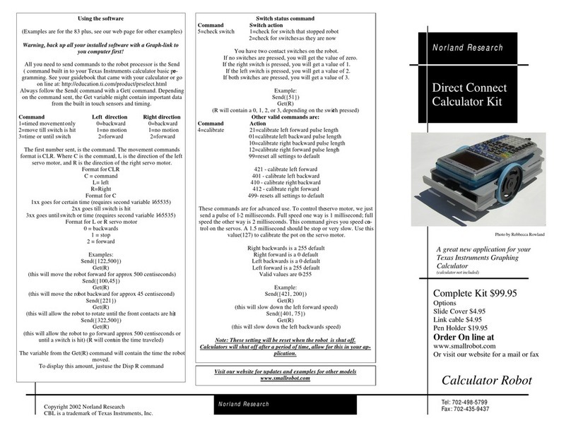 Norland Research Calculator Robot instructions