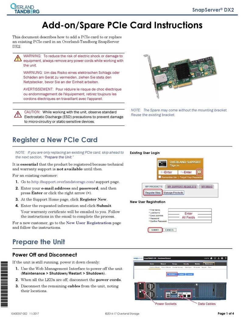 Overland Tandberg SnapServer DX2 User manual