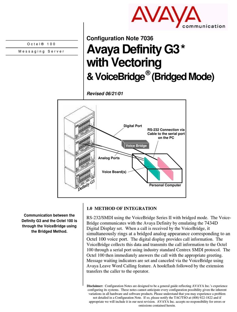 Avaya Definity G3 Series Configuration note